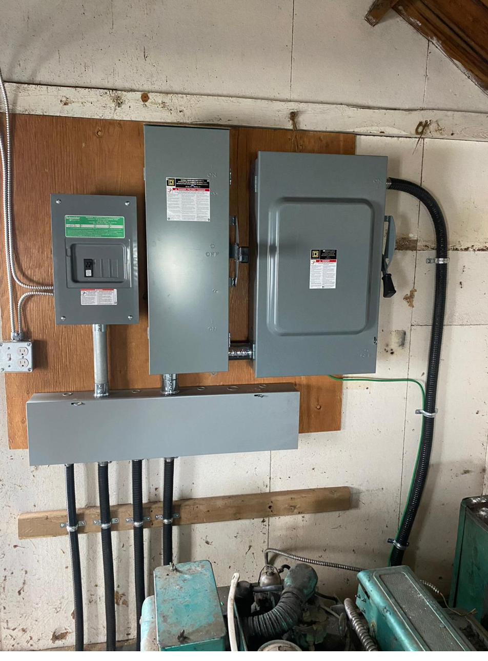 Three-phase service disconnects and sub-panel